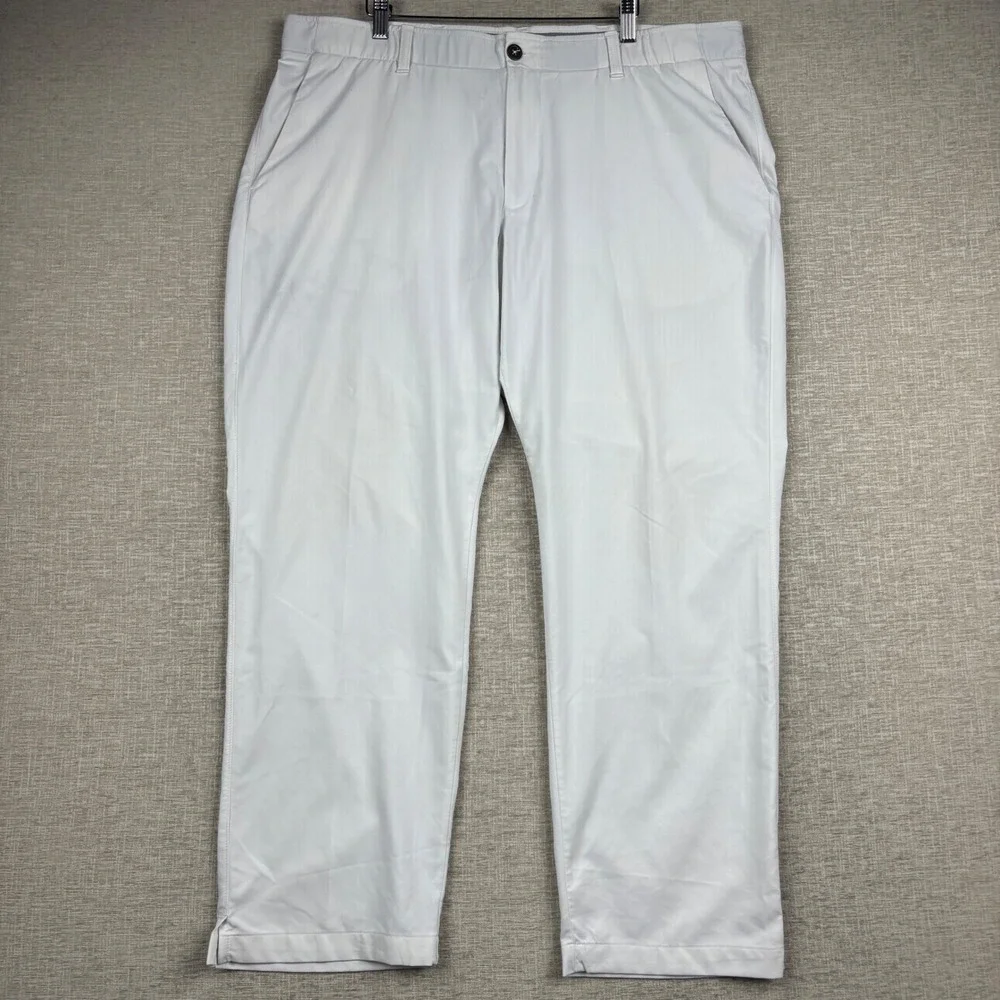Under Armour Mens White Herringbone Golf Pants 42x30 Performance Trousers